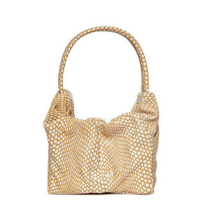 STAUD Felix Handbag Slouch Abstract Dotted Embossed Soft Leather Fawn $350
